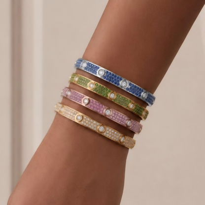 [⭐Shinejoy]2026 PAVE GEMSTONE LOVE BRACELET 6.1MM 10 DIAMONDS