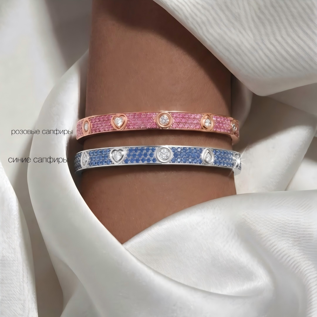 [⭐Shinejoy]2026 PAVE GEMSTONE LOVE BRACELET 6.1MM 10 DIAMONDS