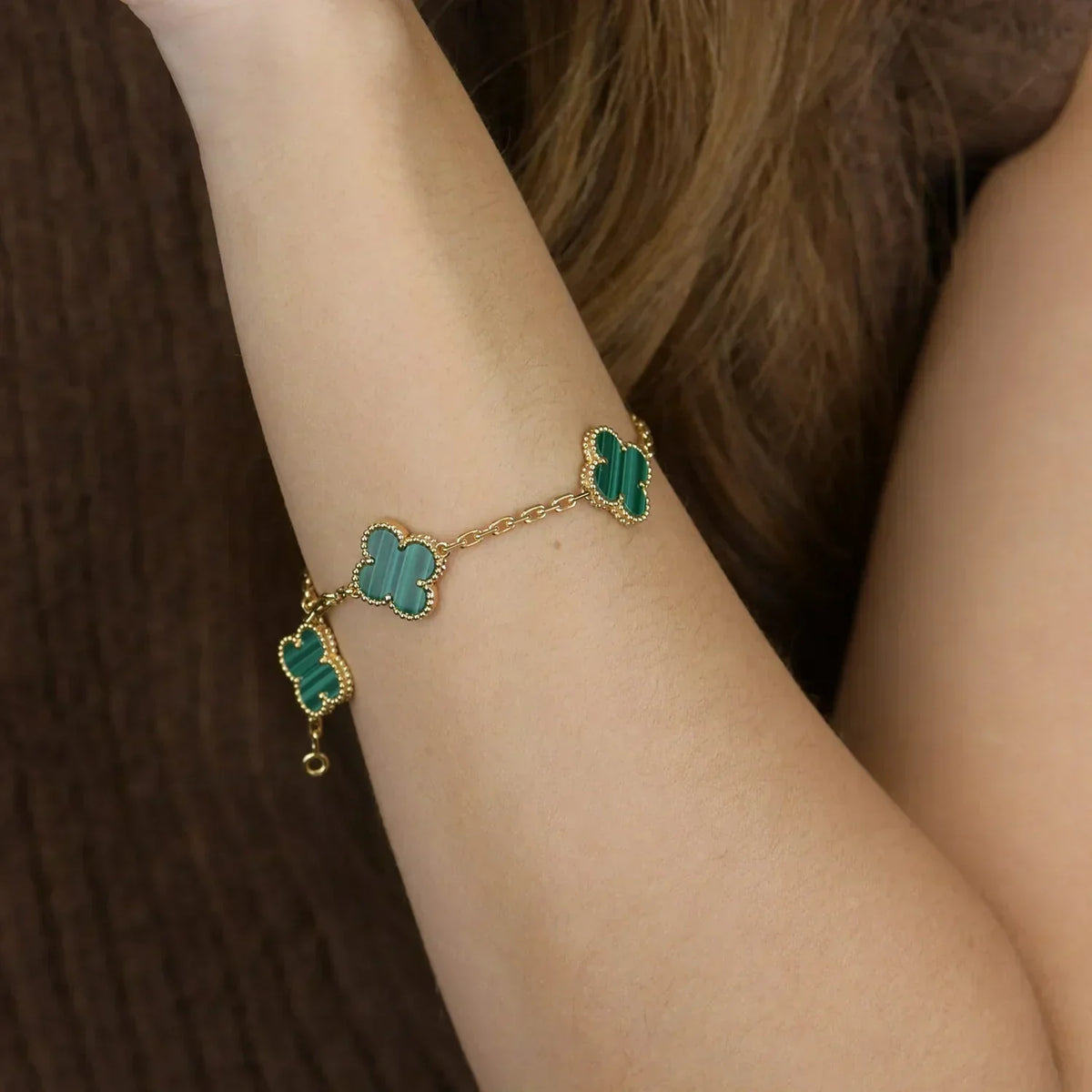 [⭐Shinejoy] CLOVER 5 MOTIF MALACHITE BRACELET COLLECTION