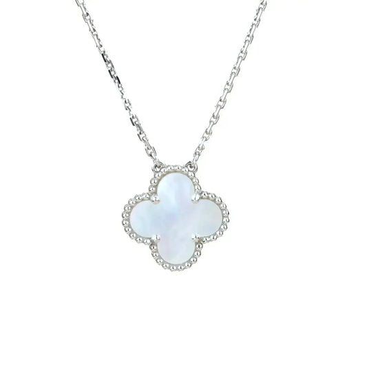 [⭐Shinejoy]CLOVER  15MM WHITE MOTHER-OF-PEARL SILVER