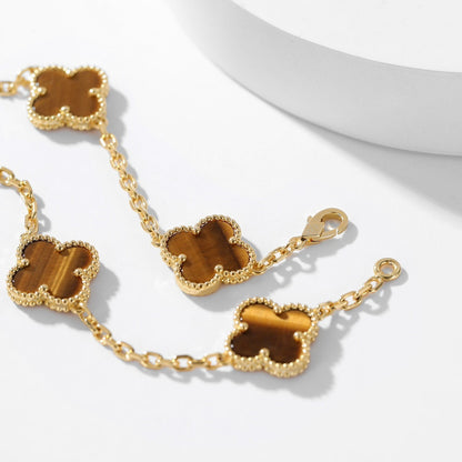 [⭐Shinejoy]CLOVER 10 MOTIFS TIGER EYE NECKLACE