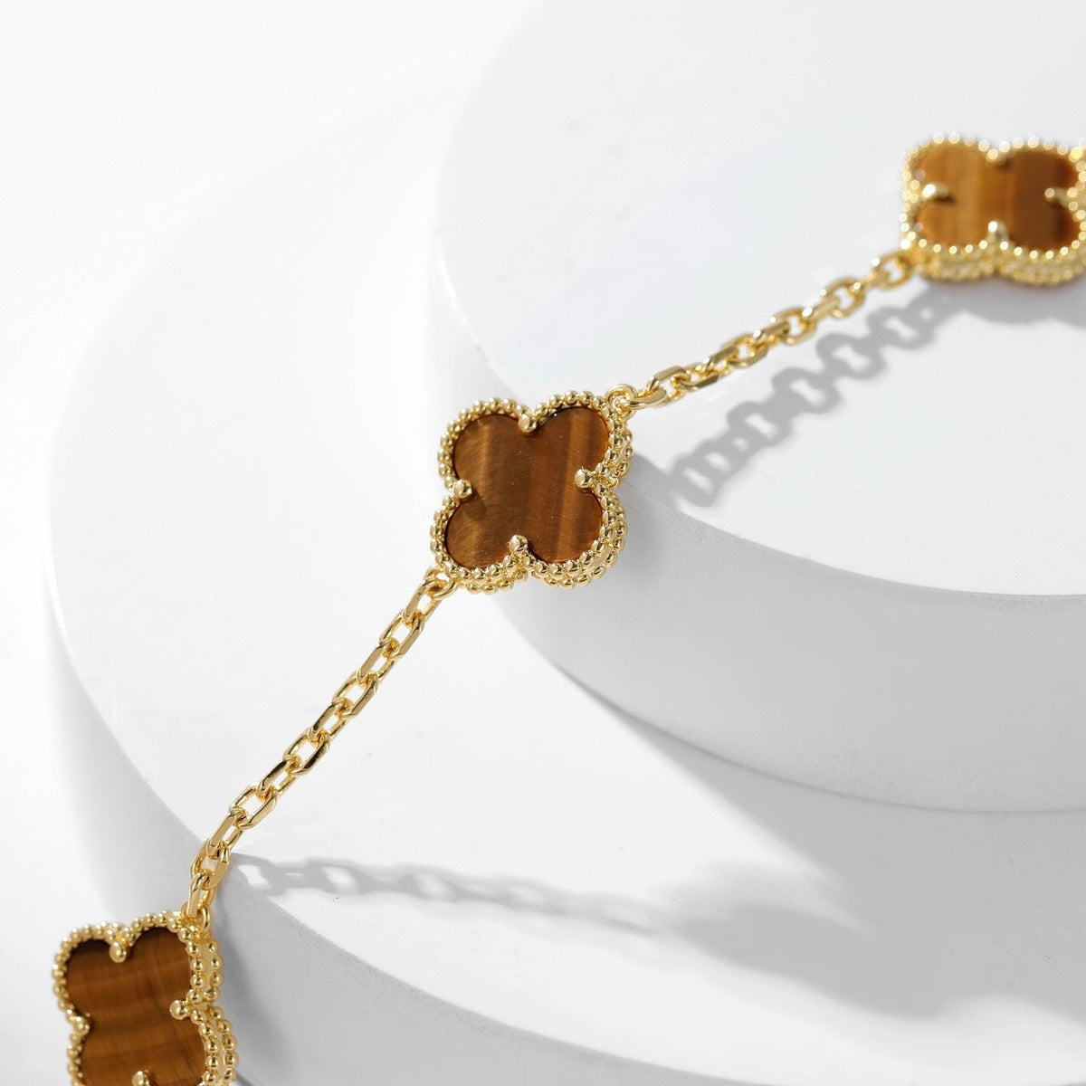 [⭐Shinejoy]CLOVER 10 MOTIFS TIGER EYE NECKLACE