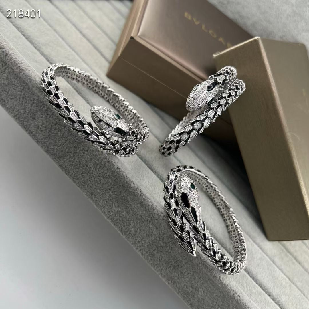 [⭐Shinejoy]NEW OBSIDIAN & DIAMOND SERPENT BRACELET