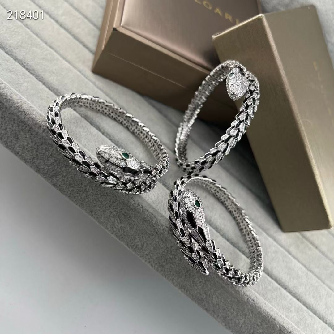 [⭐Shinejoy]NEW OBSIDIAN & DIAMOND SERPENT BRACELET