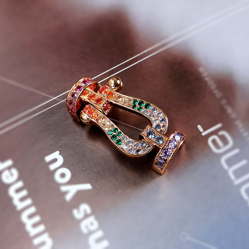 [⭐Shinejoy]FORC LARGE HORSESHOE  COLORED DIAMOND BRACELET SILVER