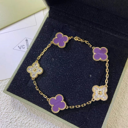 [⭐Shinejoy] CLOVER 5 MOTIF VIOLET BRACELET COLLECTION
