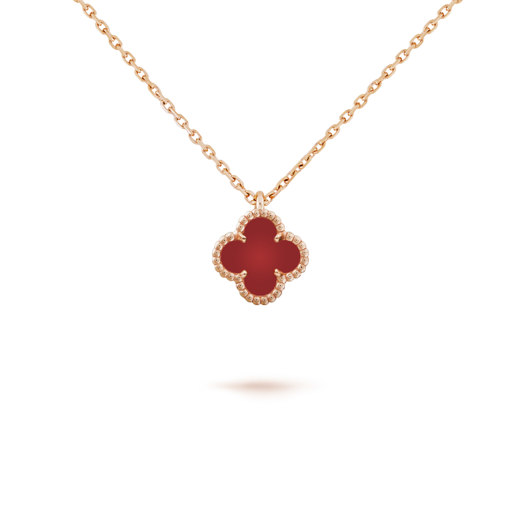 [⭐Shinejoy]CLOVER MINI 9.5MM WHITE CARNELIANS NECKLACE