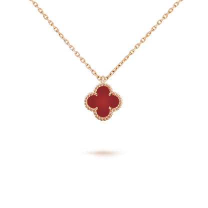 [⭐Shinejoy]CLOVER MINI 9.5MM WHITE CARNELIANS NECKLACE