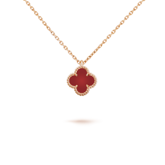 [⭐Shinejoy]CLOVER MINI 9.5MM WHITE CARNELIANS NECKLACE