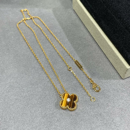 [⭐Shinejoy]CLOVER 15MM DIAMOND AND YELLOW TIGER'S EYE AGATE necklace