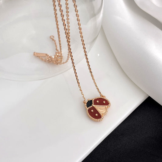 [⭐Shinejoy]LUCKY  CARNELIANS LADYBUG NECKLACE