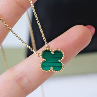 [⭐Shinejoy]CLOVER 15MM MALACHITE SINGLE FLOWER  NECKLACE