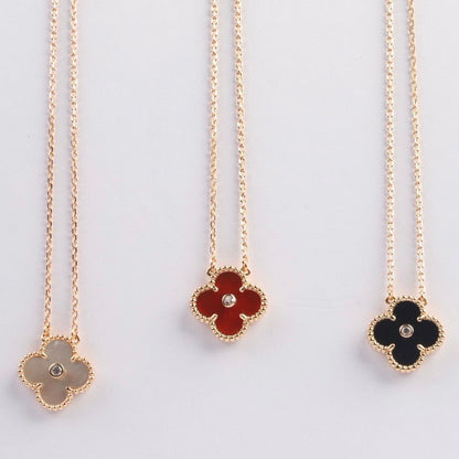 [⭐Shinejoy]CLOVER 15MM DIAMOND CARNELIAN NECKLACE