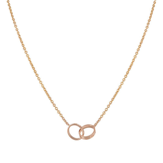 [⭐Shinejoy]LOVE NECKLACE DOUBLE RING PINK GOLD