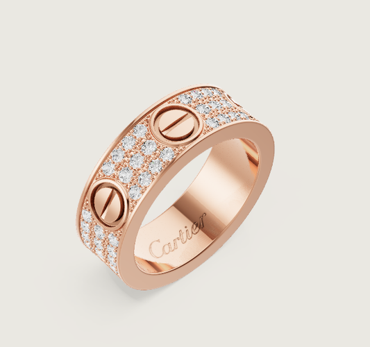 [⭐Shinejoy]LOVE RING 6.5mm-wide full-diamond ring Rose Gold