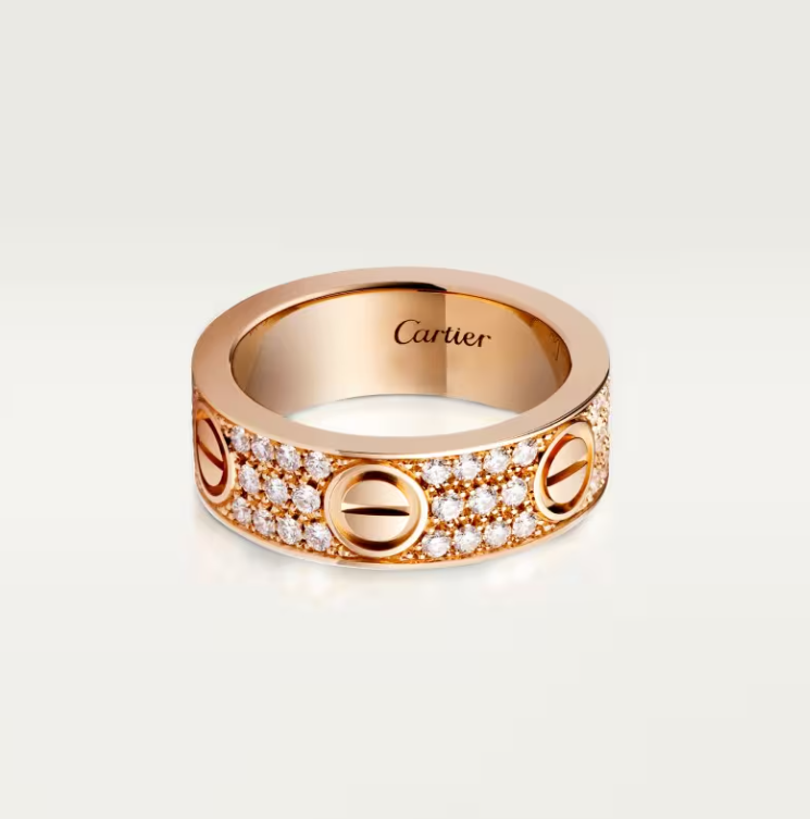 [⭐Shinejoy]LOVE RING 6.5mm-wide full-diamond ring Rose Gold