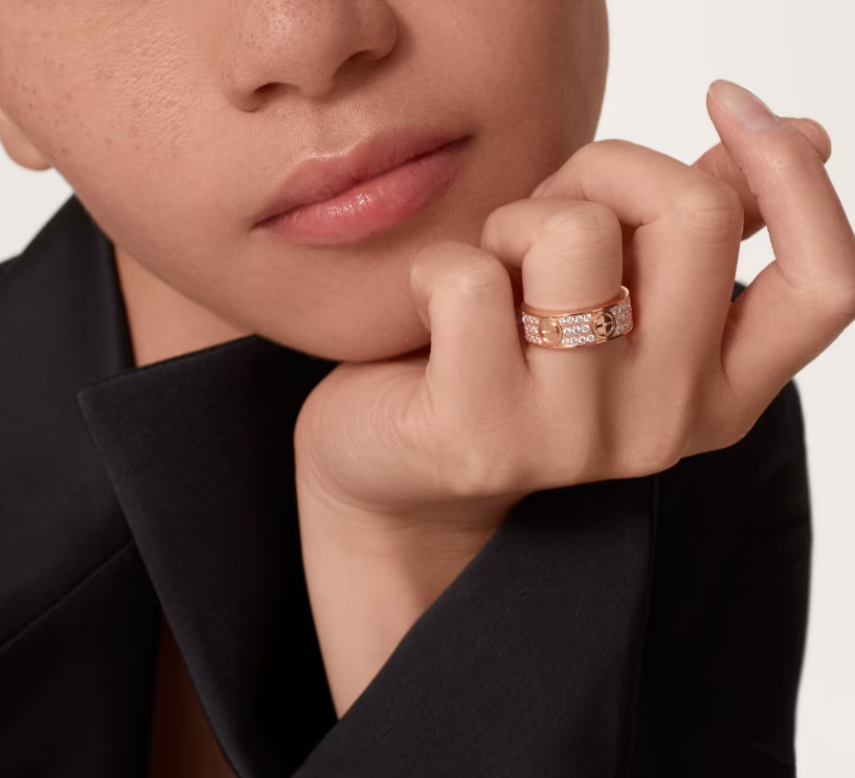 [⭐Shinejoy]LOVE RING 6.5mm-wide full-diamond ring Rose Gold