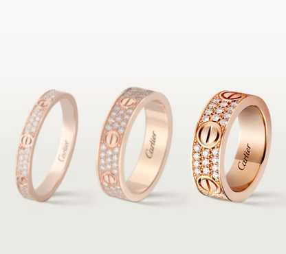 [⭐Shinejoy]LOVE RING 6.5mm-wide full-diamond ring Rose Gold