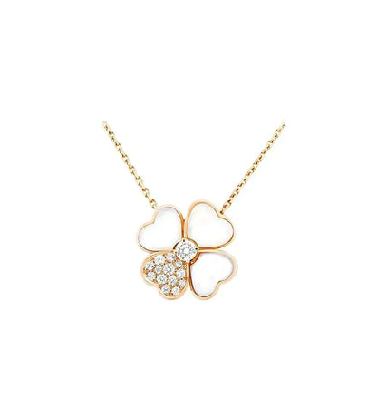[⭐Shinejoy]CLOVER MOP DIAMOND ROSE GOLD NECKLACE