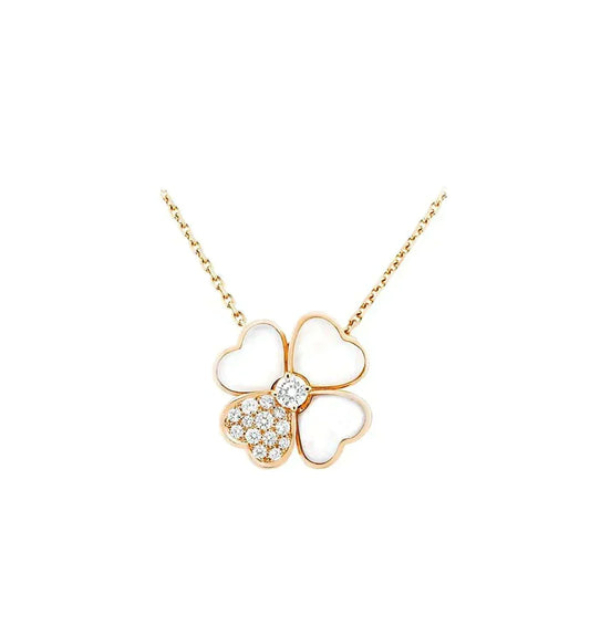 [⭐Shinejoy]CLOVER MOP DIAMOND ROSE GOLD NECKLACE