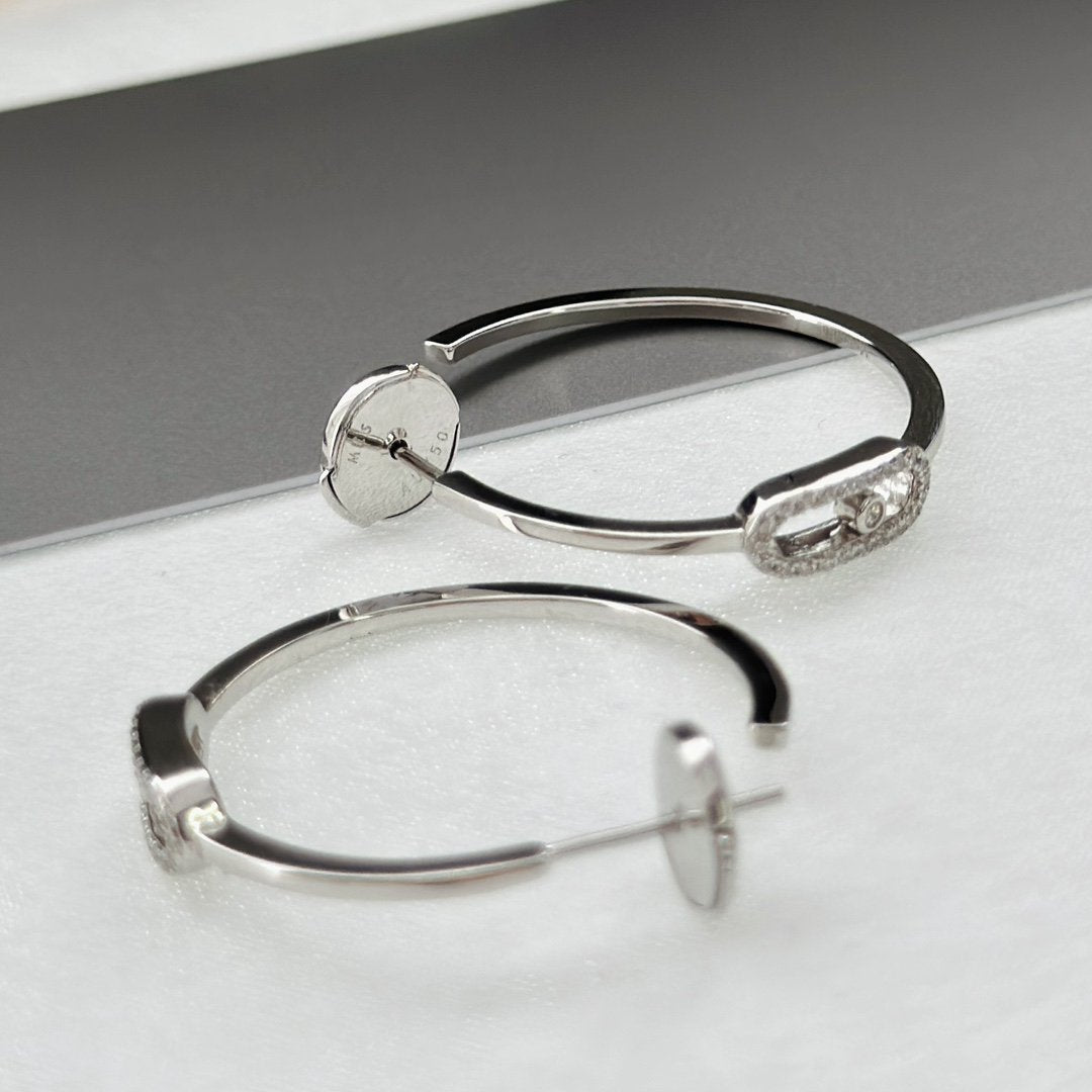 [⭐Shinejoy]CREOLES MOVE UNO PM DIAMOND EARRINGS