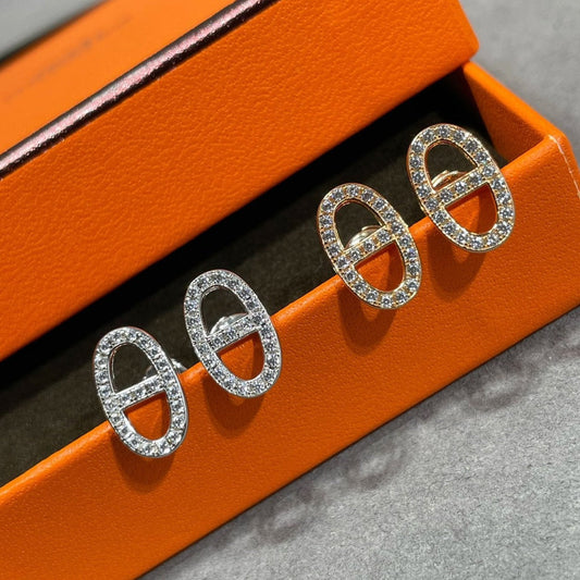 [⭐Shinejoy]HM FULL DIAMOND PIG NOSE STUD EARRINGS