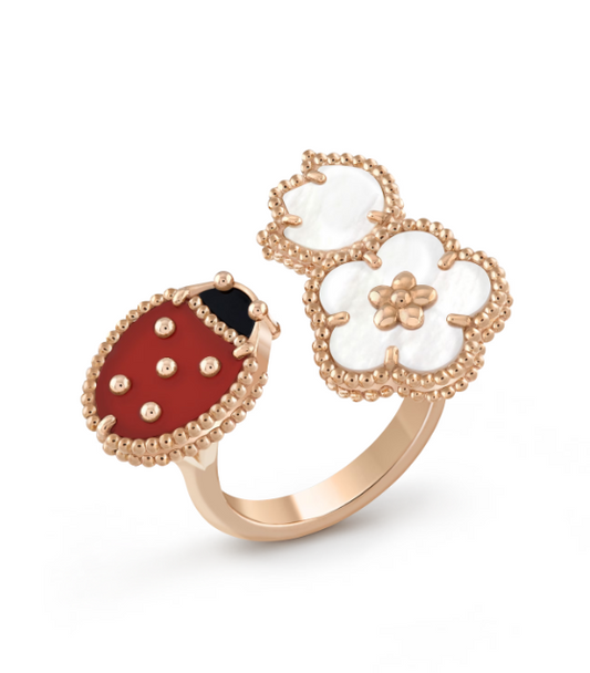 [⭐Shinejoy]LUCKY 3 MOTIF ROSE GOLD RING