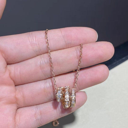 [⭐Shinejoy]SERPENTI PINK GOLD NECKLACE DOUBLE RING DIAMOND