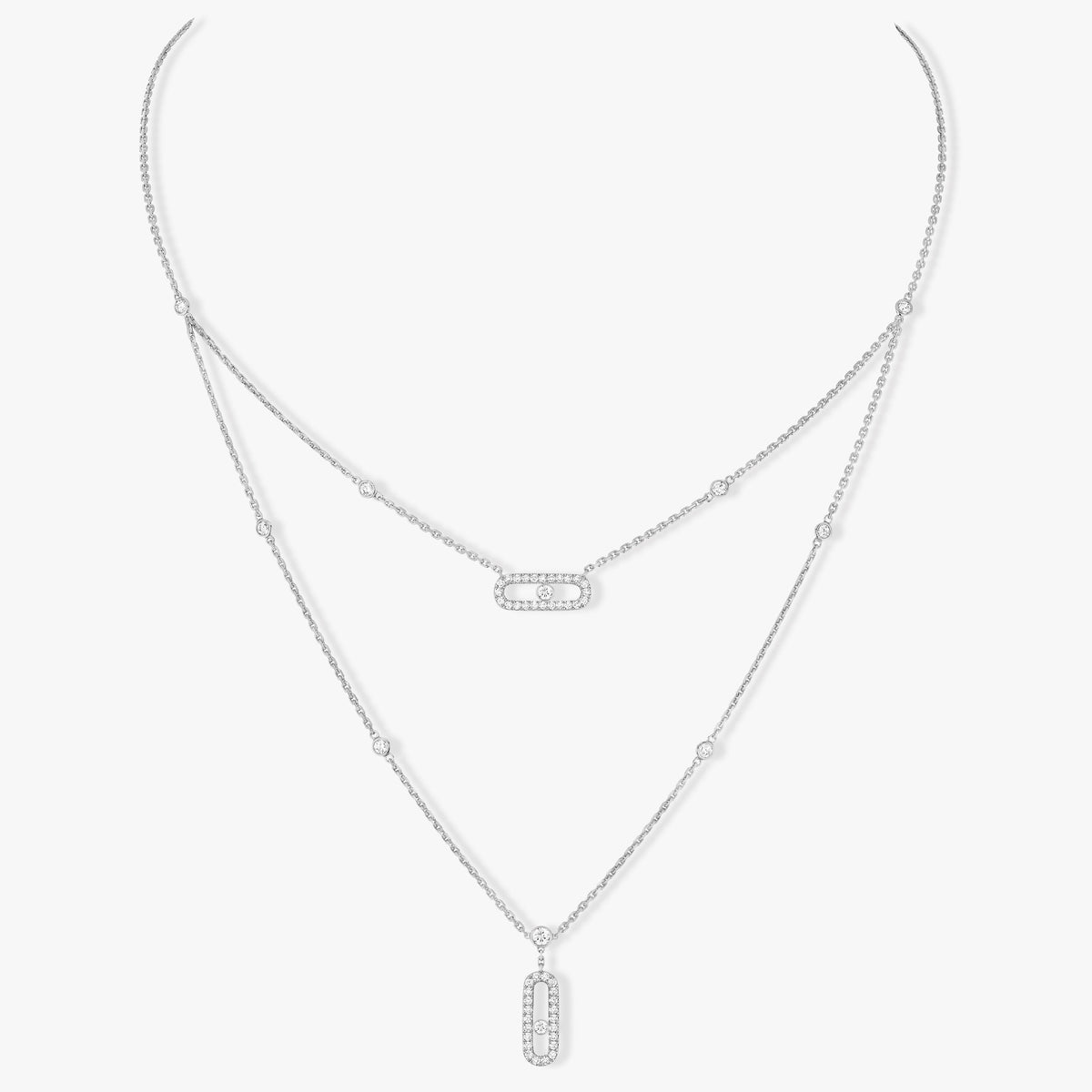[⭐Shinejoy]MOVE 2 ROW DIAMOND NECKLACE
