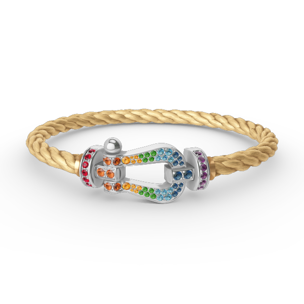 [⭐Shinejoy]FORC LARGE HORSESHOE  COLORED DIAMOND BRACELET SILVER