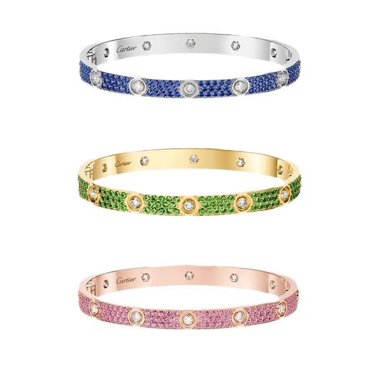 [⭐Shinejoy]2026 PAVE GEMSTONE LOVE BRACELET 6.1MM 10 DIAMONDS