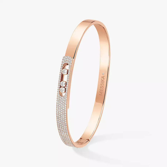 [⭐Shinejoy]Move Noa Rose Gold Pavé Diamond Bangle Bracelet