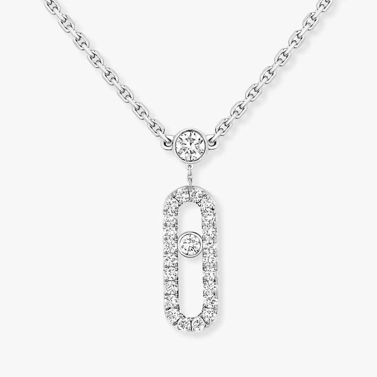 [⭐Shinejoy]2 Rows Rose Gold Diamond Pave_ Necklace Move Uno