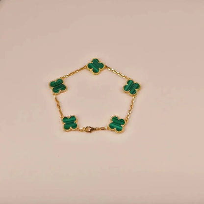 [⭐Shinejoy] CLOVER 5 MOTIF MALACHITE BRACELET COLLECTION