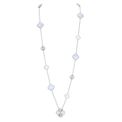 [⭐Shinejoy]DETACHABLE CLOVER 15(11+4) FLOWER SILVER NECKLACE SET