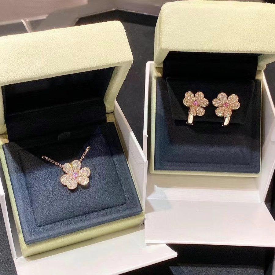 [⭐Shinejoy]FRIVOLE ROSE GOLD FLOWER DIAMOND NECKLACE