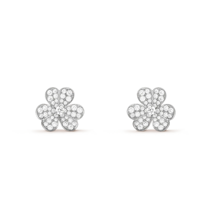 [⭐Shinejoy]FRIVOLE SILVER FLOWER DIAMOND EARRINGS