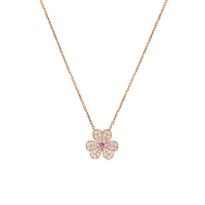 [⭐Shinejoy]FRIVOLE ROSE GOLD FLOWER DIAMOND NECKLACE