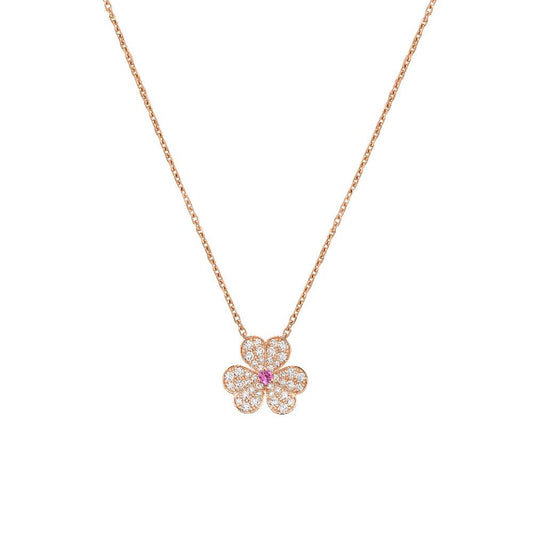 [⭐Shinejoy]FRIVOLE ROSE GOLD FLOWER DIAMOND NECKLACE