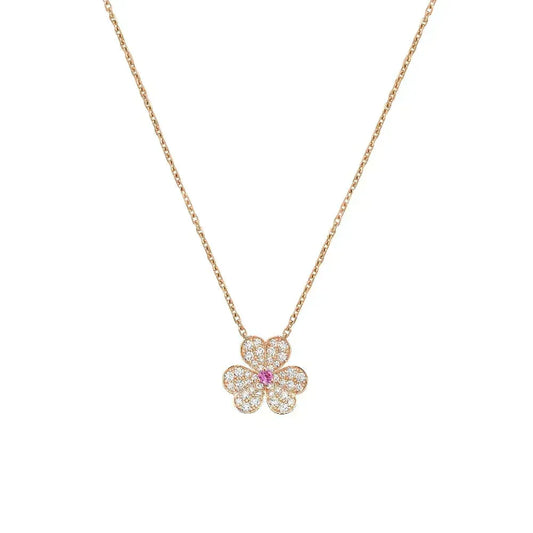 [⭐Shinejoy]FRIVOLE ROSE GOLD FLOWER DIAMOND NECKLACE