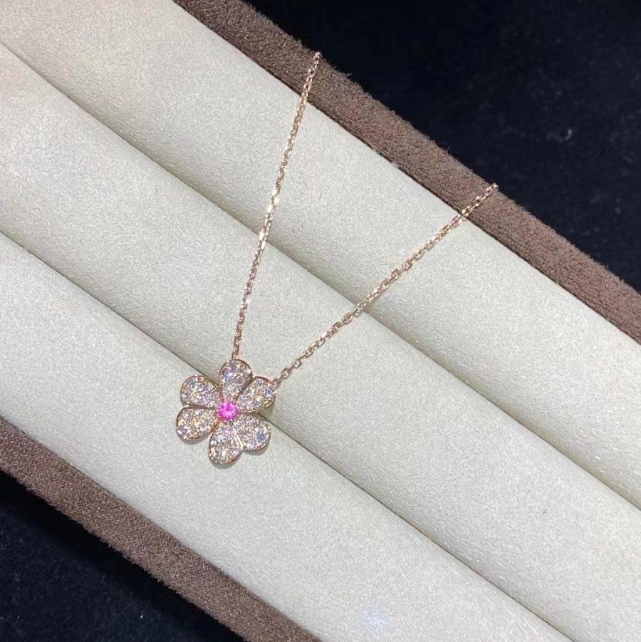 [⭐Shinejoy]FRIVOLE ROSE GOLD FLOWER DIAMOND NECKLACE