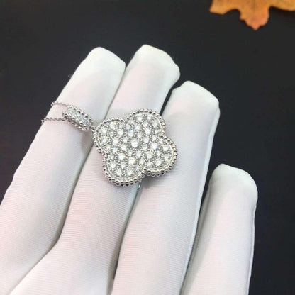 [⭐Shinejoy]CLOVER 25MM SILVER FULL DIAMOND BIG CLOVER NECKLACE