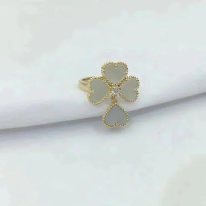 [⭐Shinejoy]SWEET CLOVER WHITE MOP RING