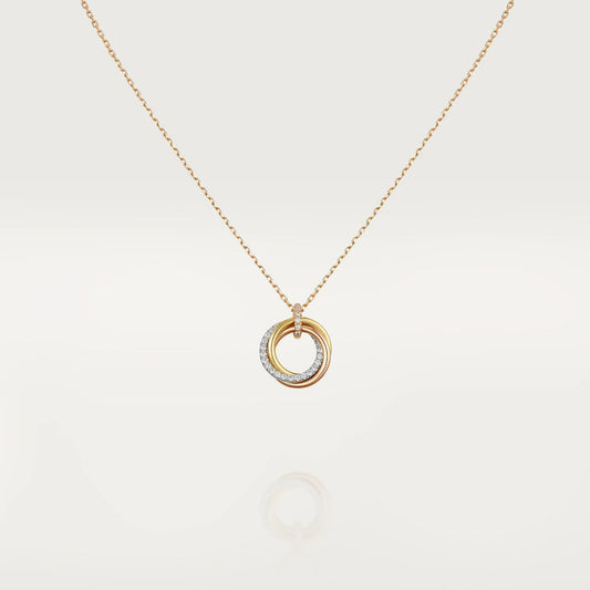 [⭐Shinejoy]TRINITY NECKLACE SILVER GOLD PINK GOLD DIAMONDS