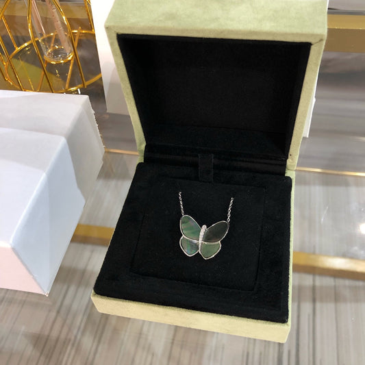 [⭐Shinejoy]LARGE BUTTERFLY SILVER PENDANT DIAMOND NECKLACE