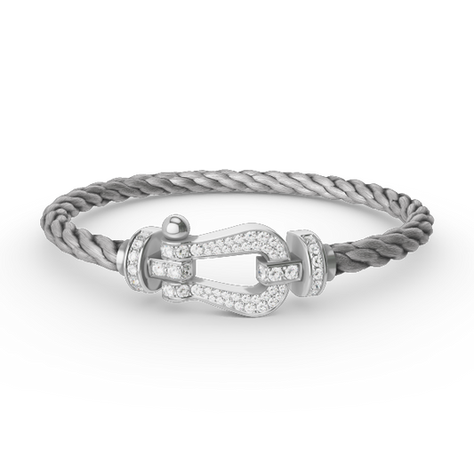 [⭐Shinejoy]FORCE LARGE HORSESHOE FULL DIAMOND BRACELET SILVER