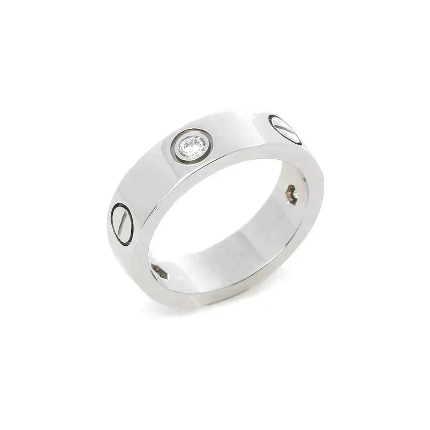 [⭐Shinejoy]LOVE RING 5.5MM 3 DIAMONDS SILVER