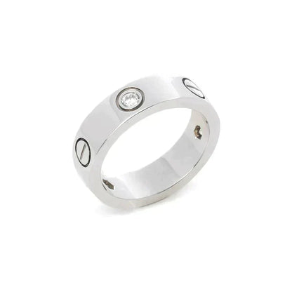 [⭐Shinejoy]LOVE RING 5.5MM 3 DIAMONDS SILVER